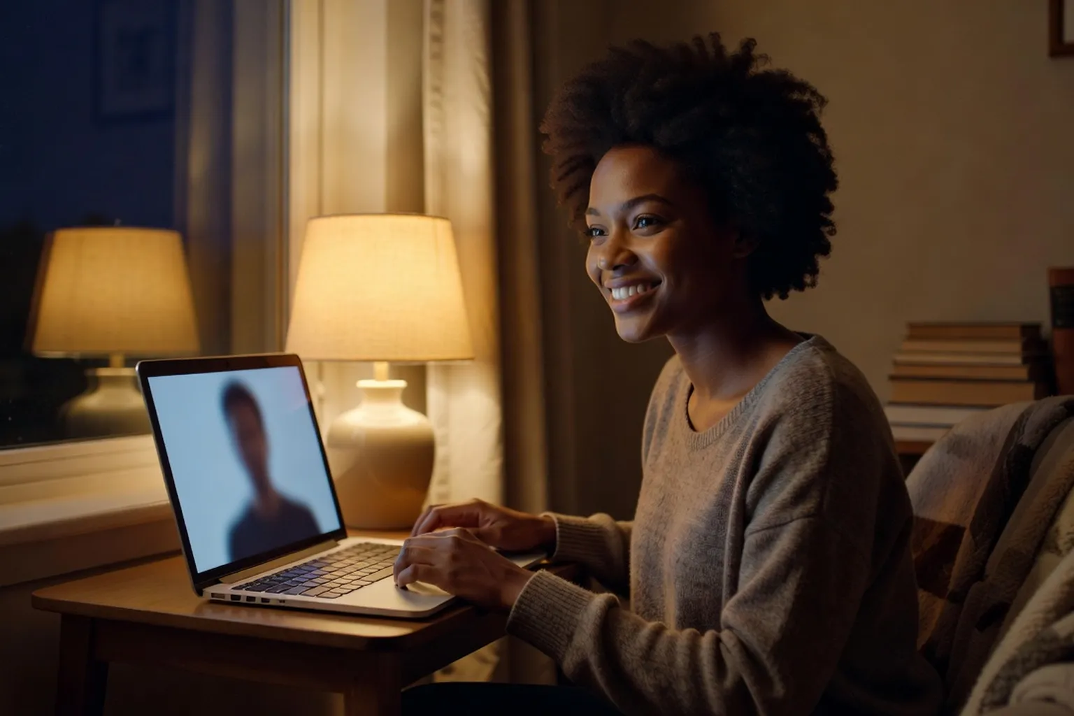 Couple en visioconférence entre l'Europe et l'Afrique sur un ordinateur portable