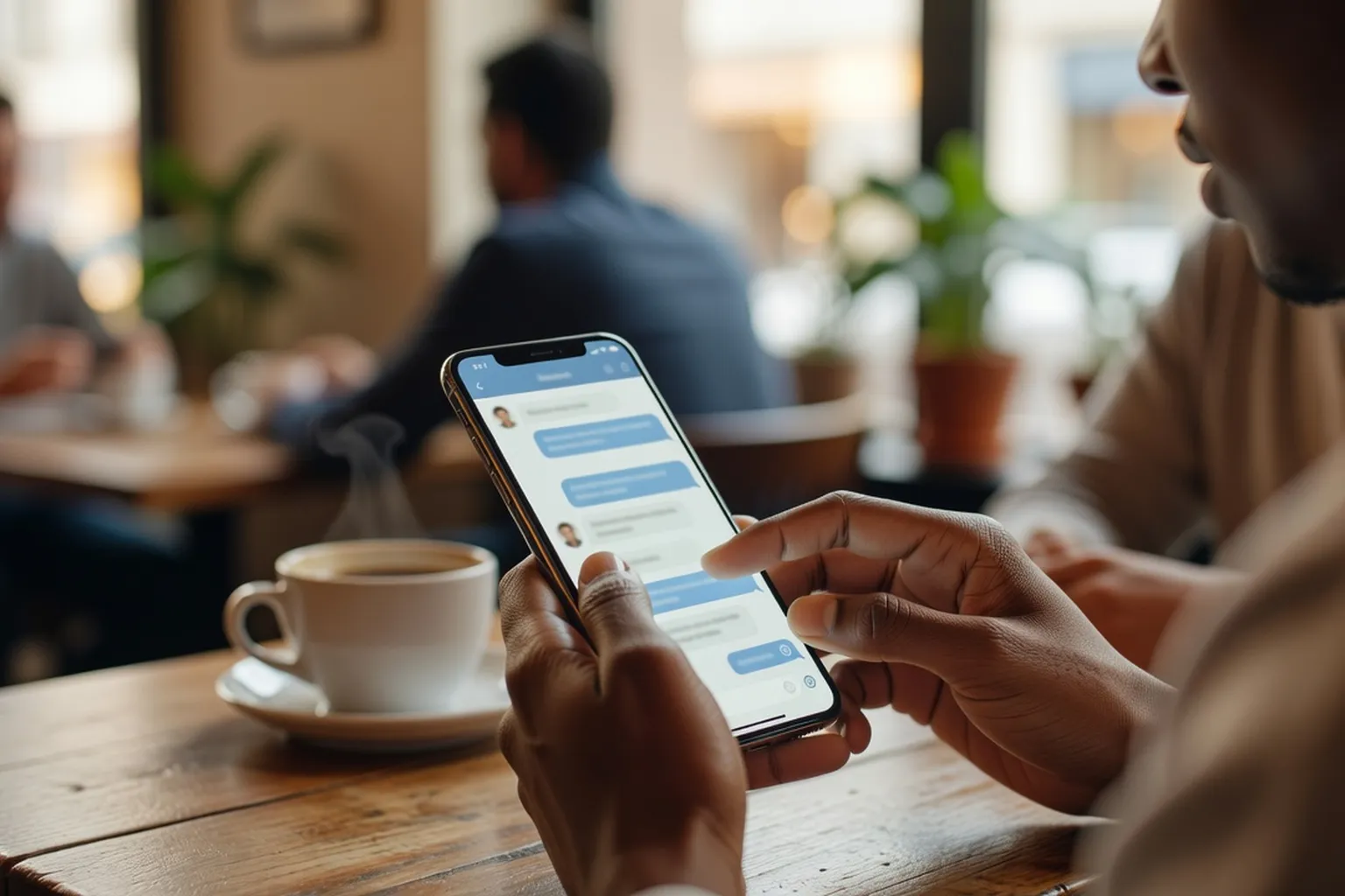Écran de téléphone affichant l'interface de l'application AfroIntroductions avec plusieurs profils