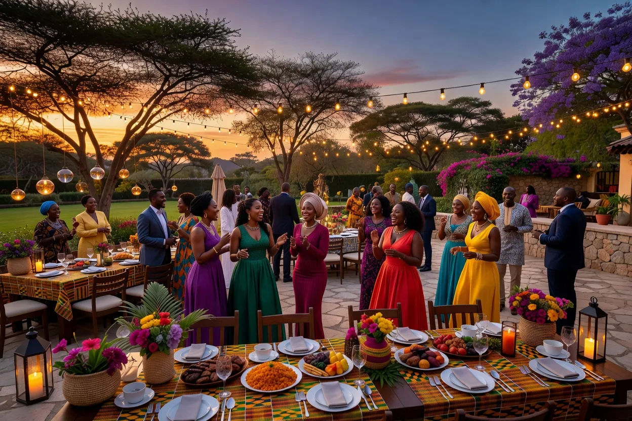 Famille élargie franco-africaine réunie pour les préparatifs du mariage