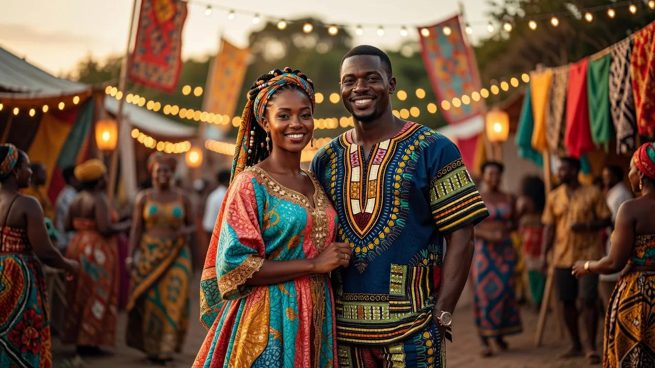 Couple souriant lors d’une fête culturelle mêlant influences antillaises et africaines