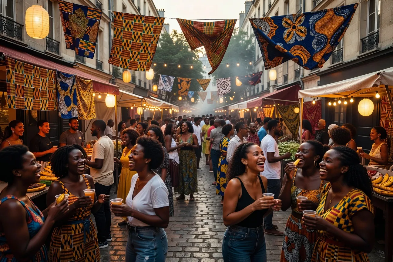 Couples afro-européens lors d'un événement culturel à Paris