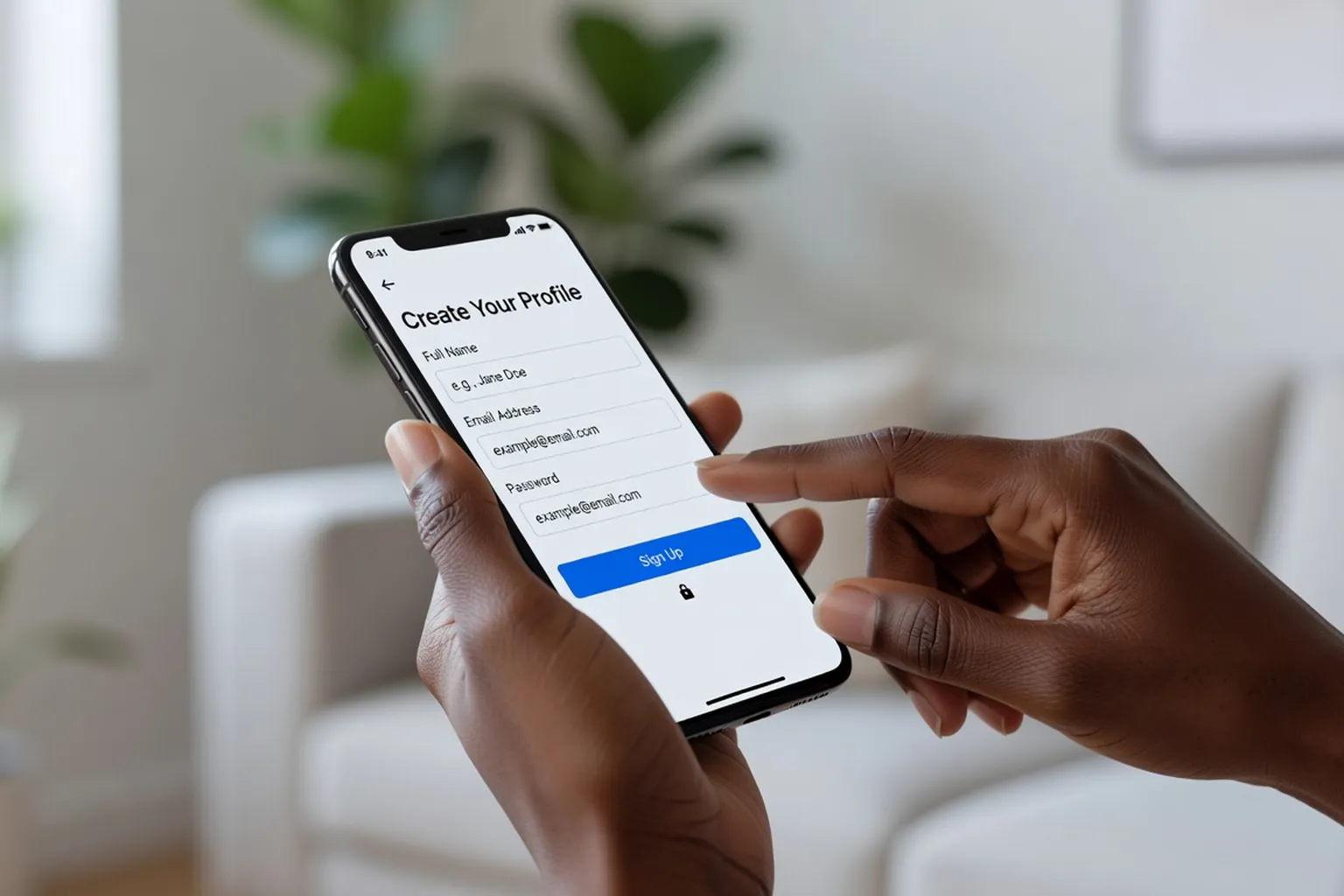 Inscription sur AfroIntroductions depuis un smartphone, ecran du formulaire